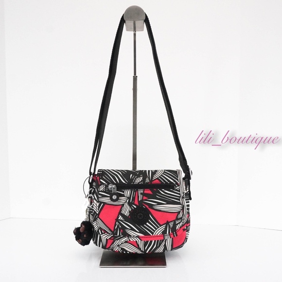 NWT New Kipling AC8282 Sabian Crossbody Mini Shoulder Bag Nylon Bold Leaf Red 49 - Picture 1 of 12